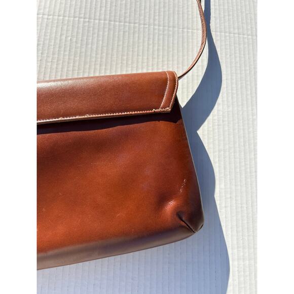 Crown Lewis Purses | Vintage Chestnut Brown Leather Shoulder Bag - Picture 14 of 17